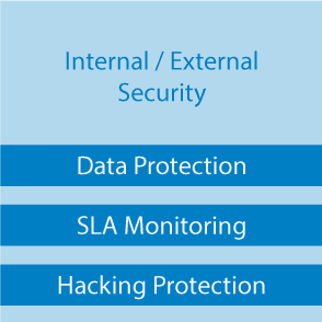 Internal/External Security, Data Protection, SLA Monitoring, Hacking Protection