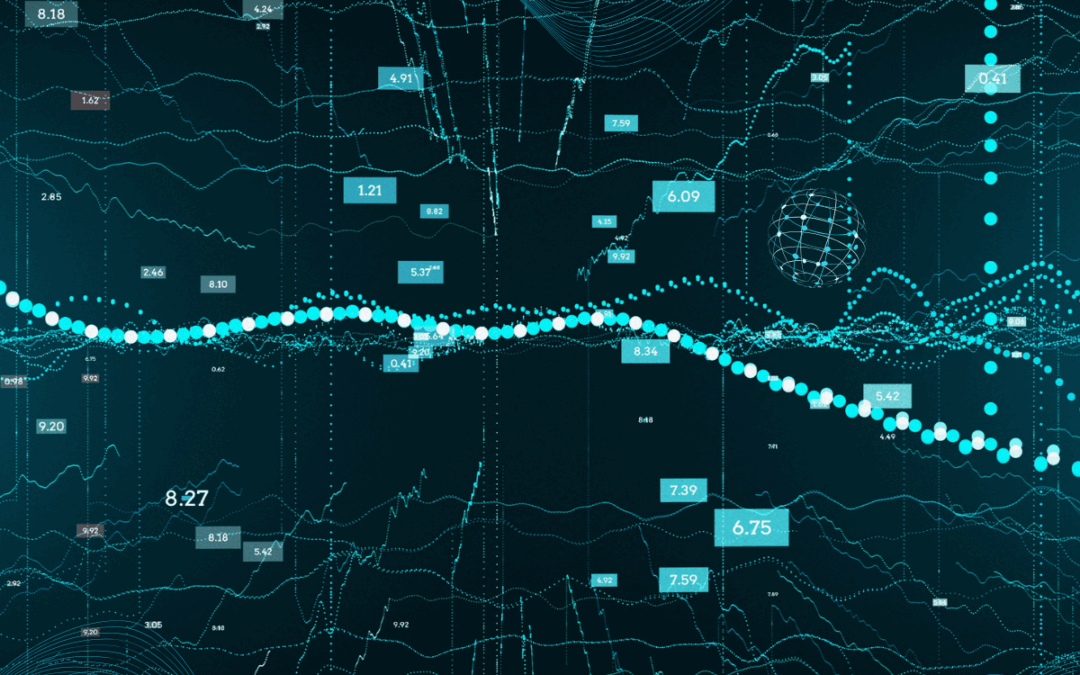 Abstract visualization of complex data streams, graphs, and numeric indicators representing large-scale data analysis and monitoring.